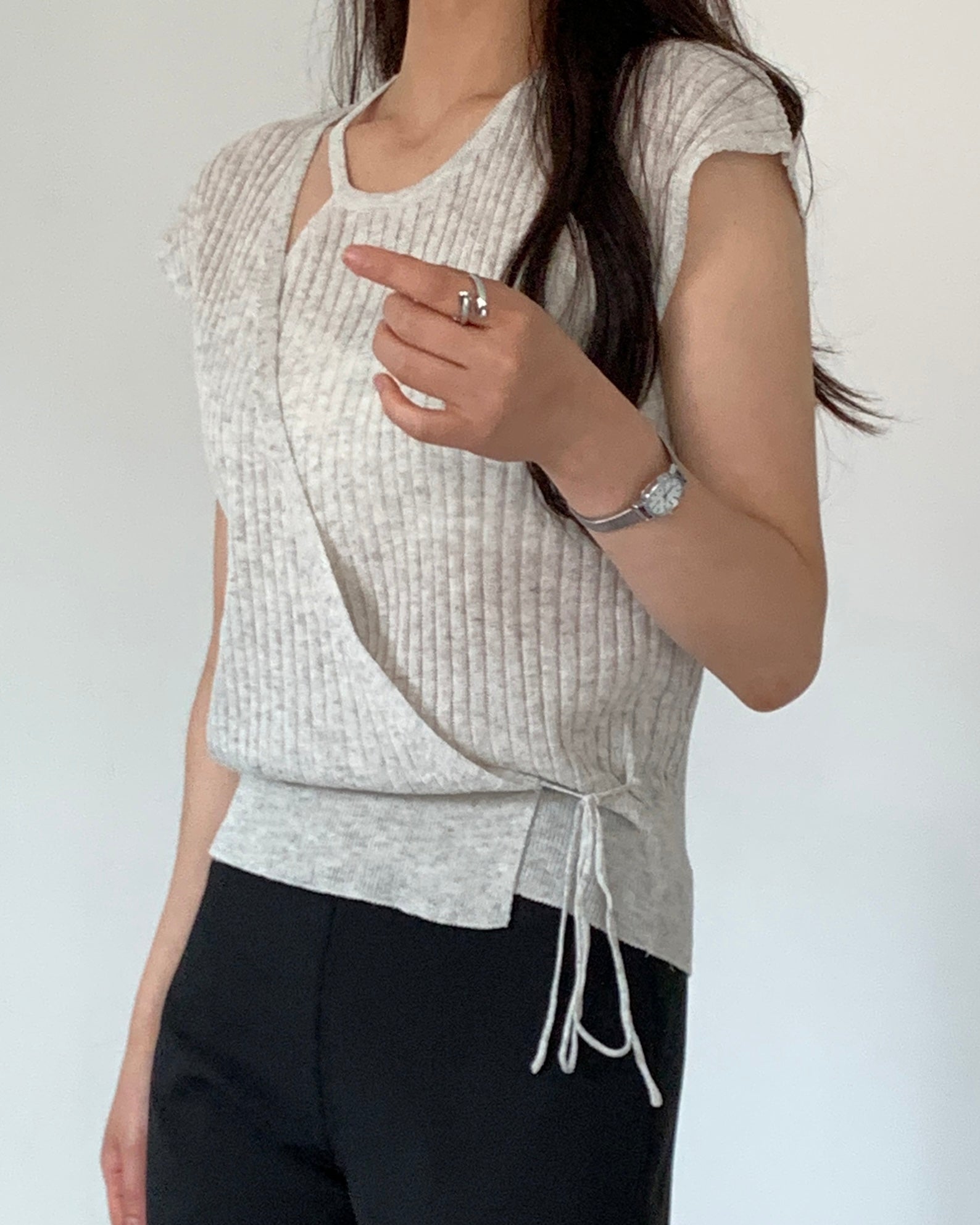 Wrap Cap-Sleeve Knit