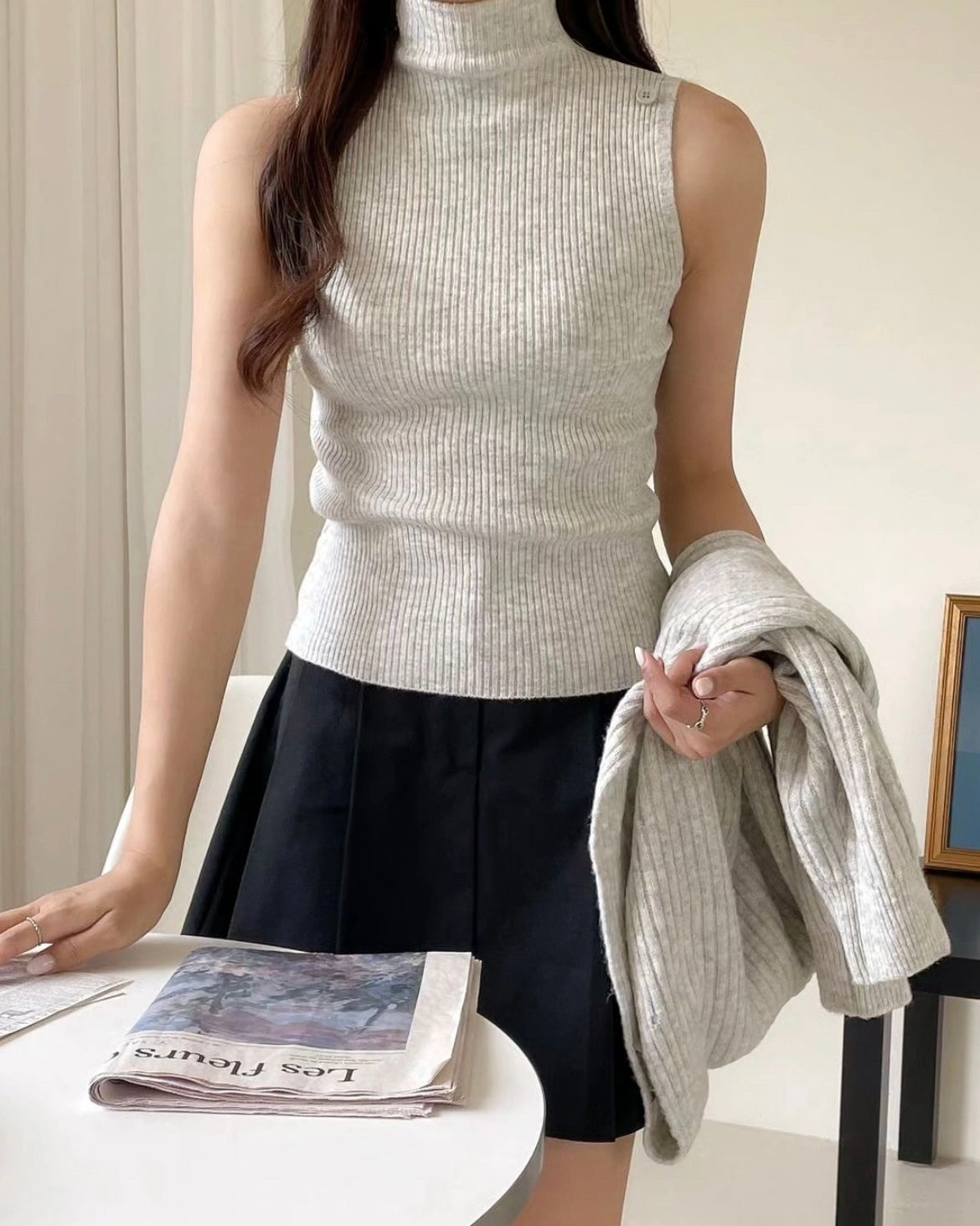 Button Bolero Cardigan Set