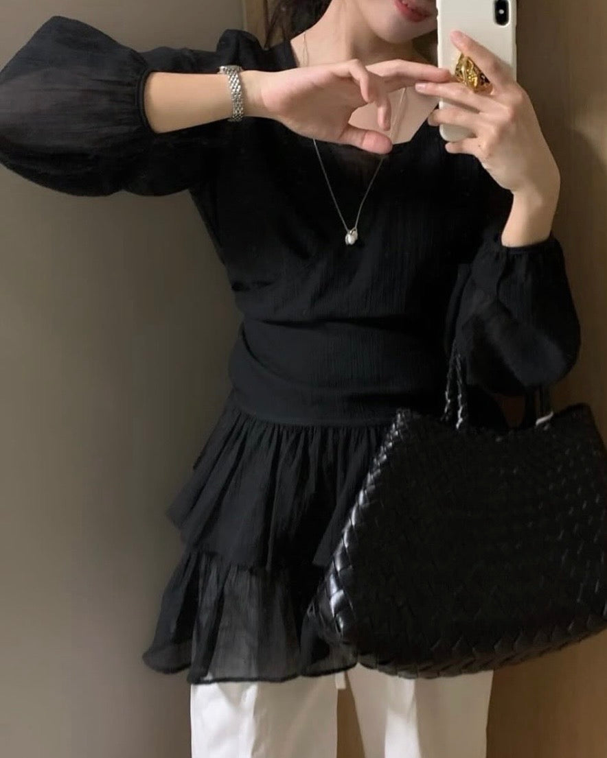 Frill Sleeveless Blouse Set