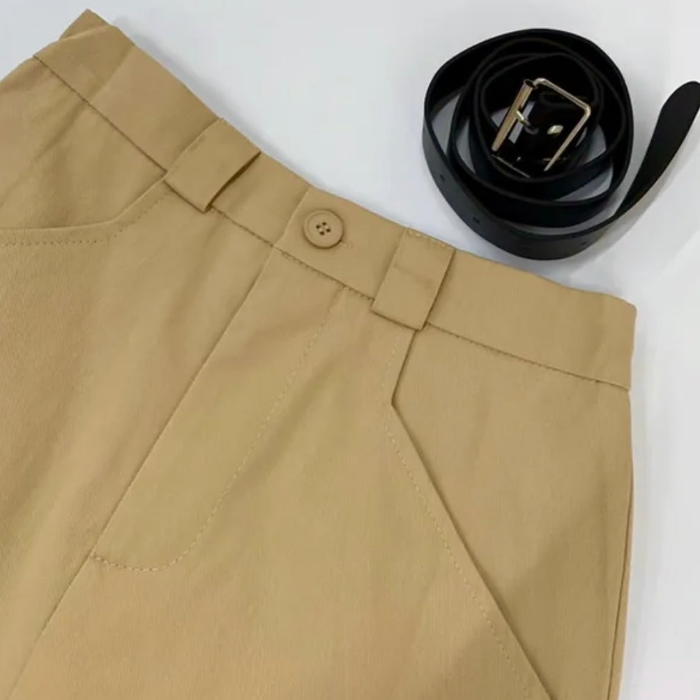 Cotton Pocket Skirt ( Belt included )