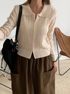 Cable Knit Zip-Up Cardigan