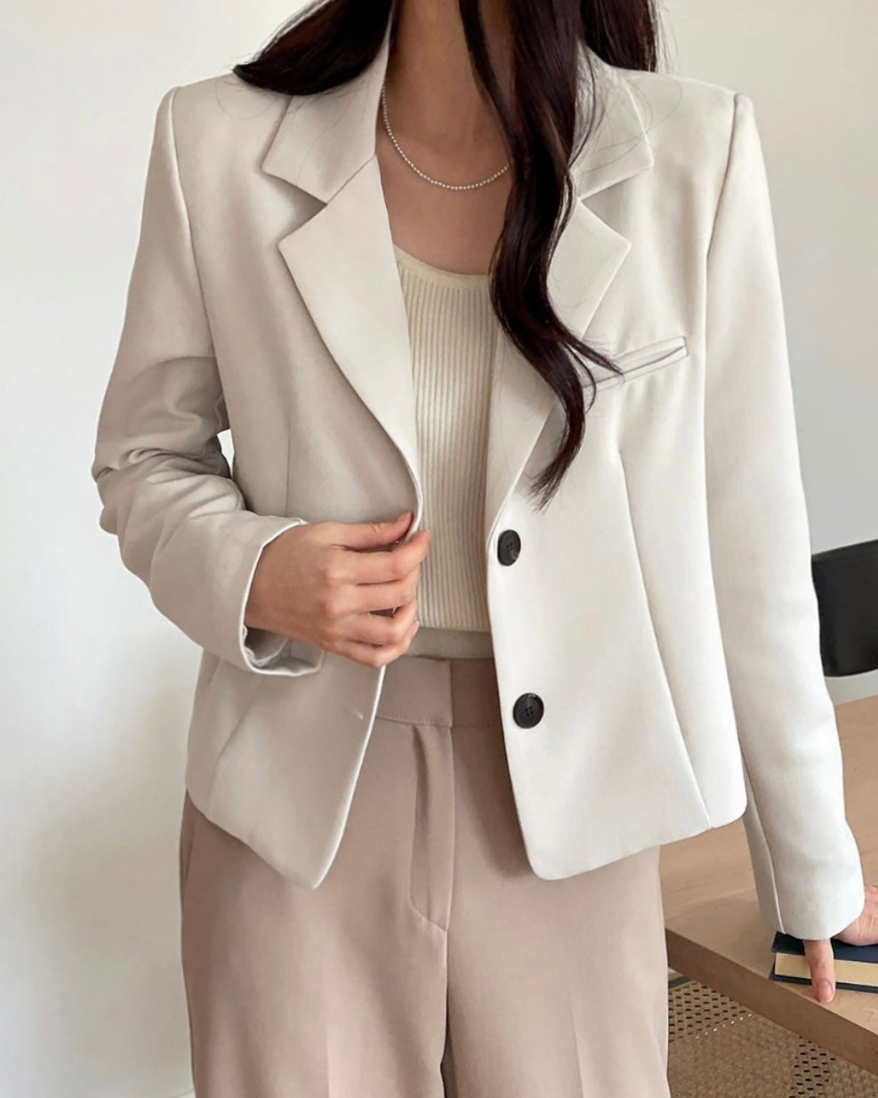 Two-Button Cropped Jacket
