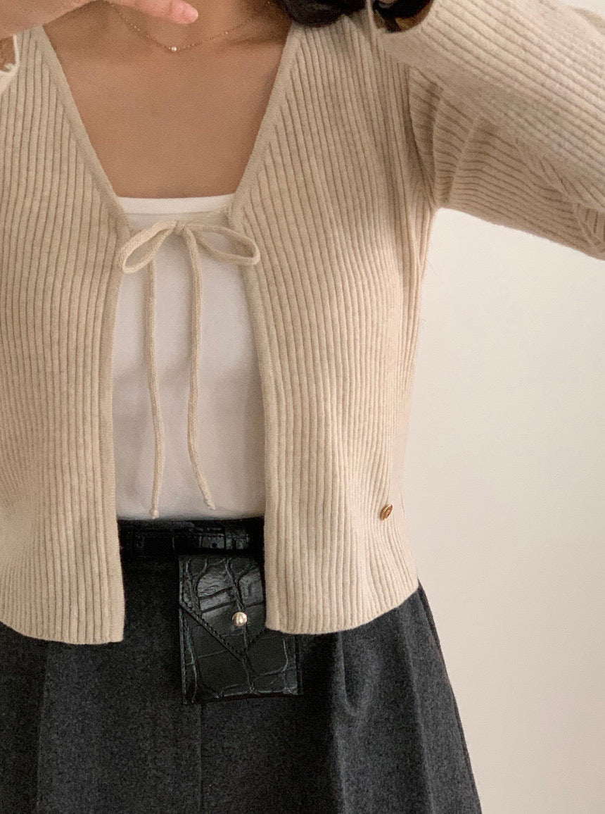 Cashmere Wool Ribbon Cardigan