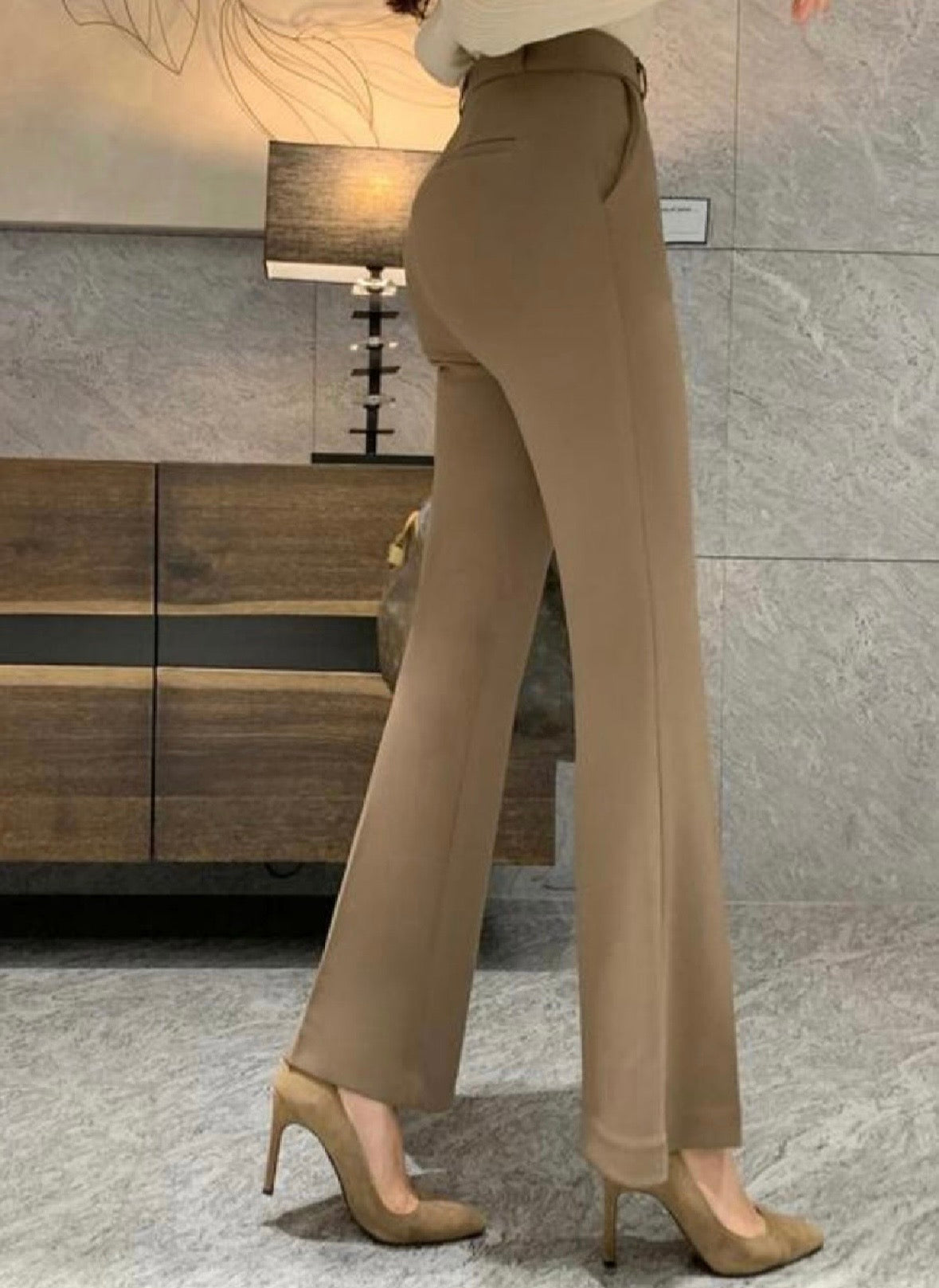 [S,M] Hidden Banding Flared Slacks