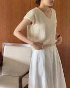 Plate Cotton V-Neck Knit