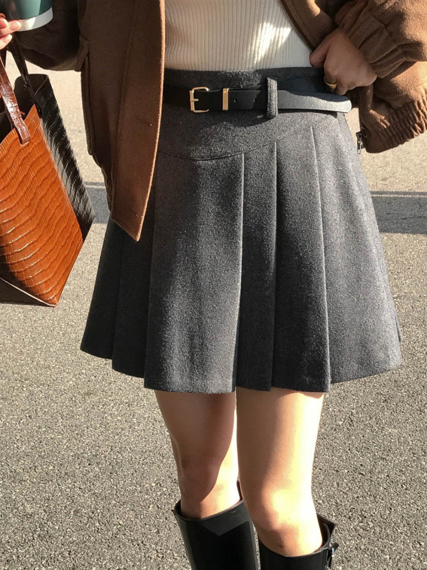 [S,M] Tommy Wool Skirt + Belt