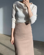 Pleats Boat-Neck Long Sleeves