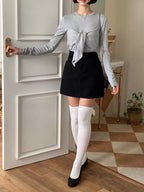 Ribbon Bustier Long Sleeves Tee