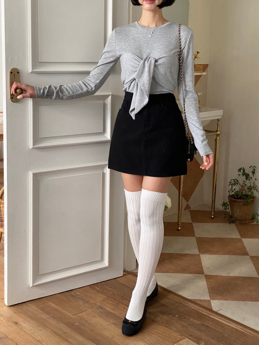 Ribbon Bustier Long Sleeves Tee