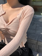 Twist Sleeveless Cardigan Set