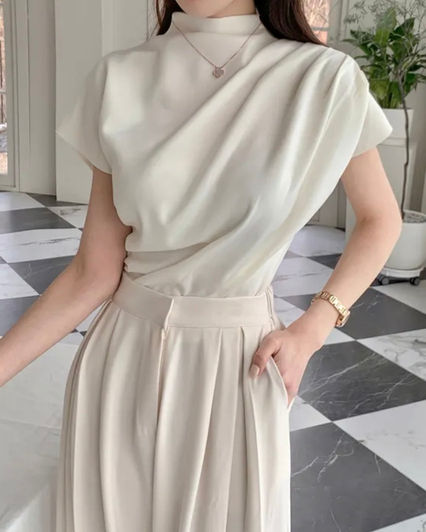 Shirring Half-Neck Top