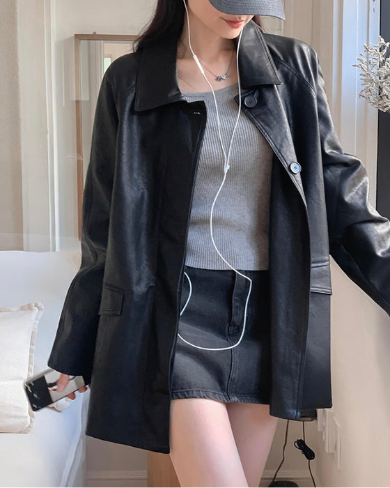 Roel Leather Half Jacket