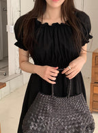 Off-Shoulder Back Ribbon Dress