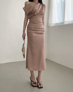 Hip Shirring Long Skirt