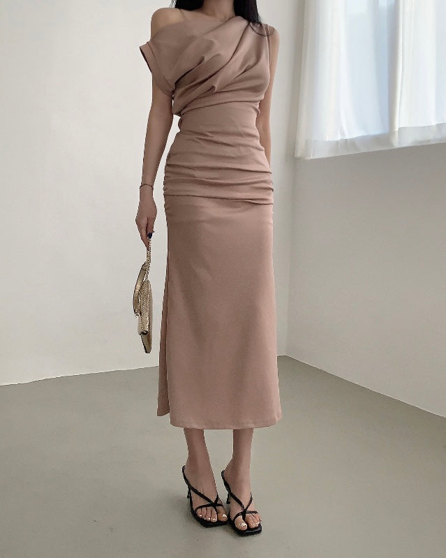 Hip Shirring Long Skirt