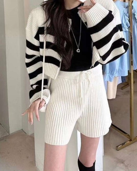 Striped Knit Zip-up Set