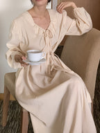 [ Pre-order ] Ribbon Shirring Long Dress