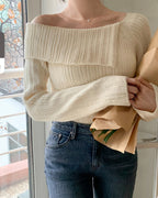 Unbalanced Collar Ribbed Knit