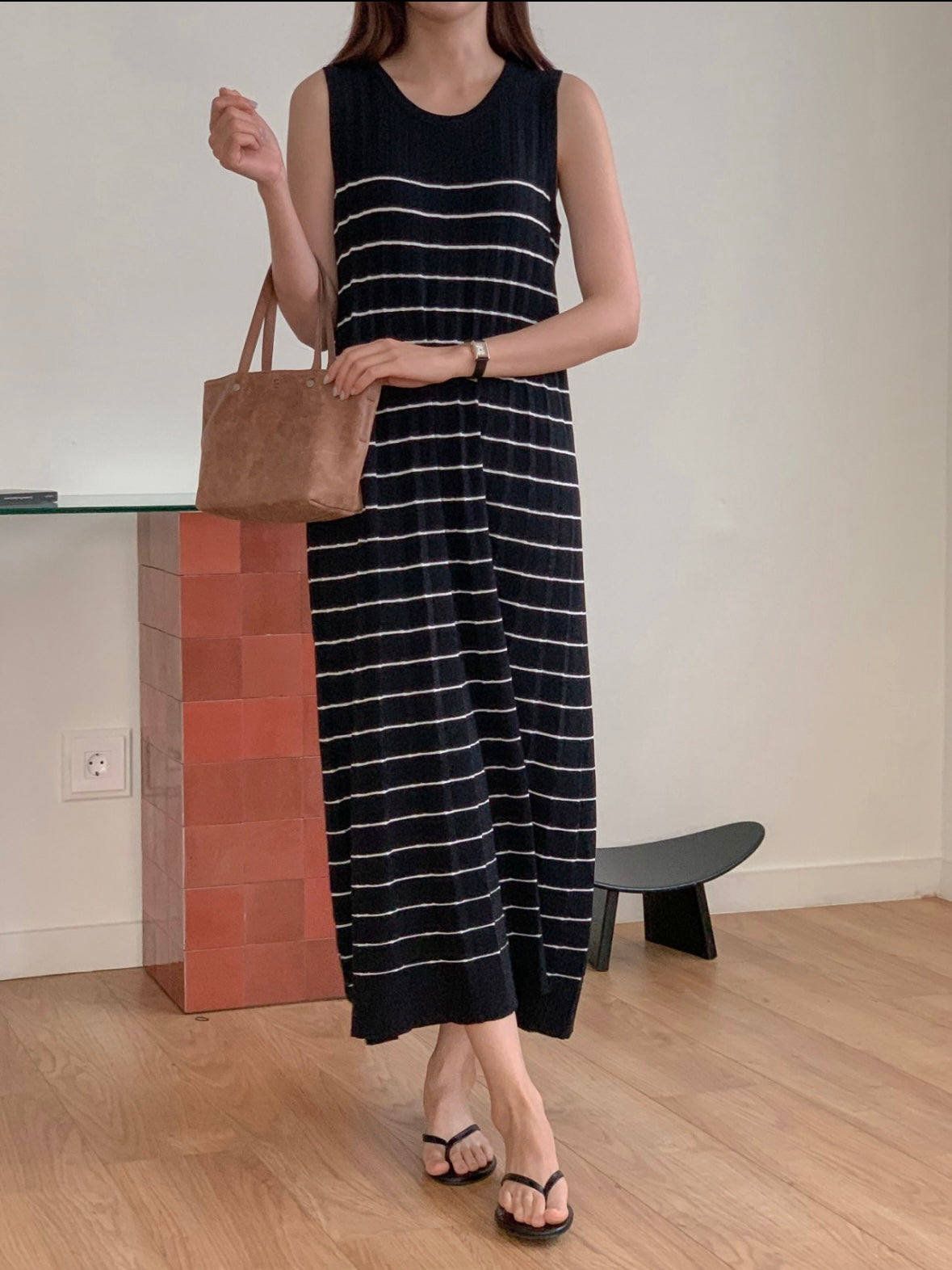 Striped Pleats Dress