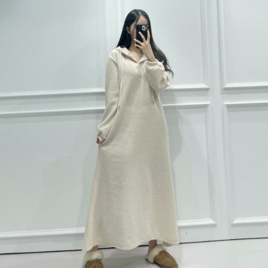 Fleece Hoodie Long Dress