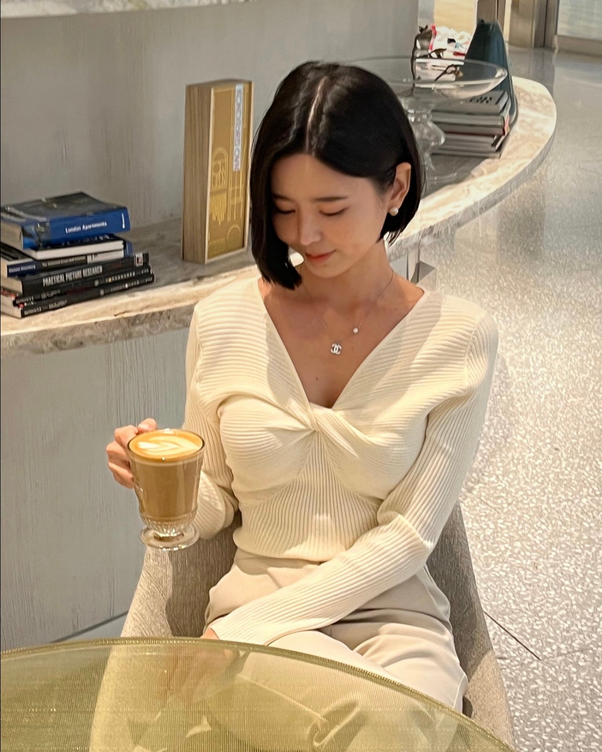 Vivian Twist V-Neck Knit Top
