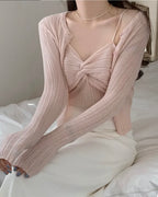 Twist Sleeveless Cardigan Set