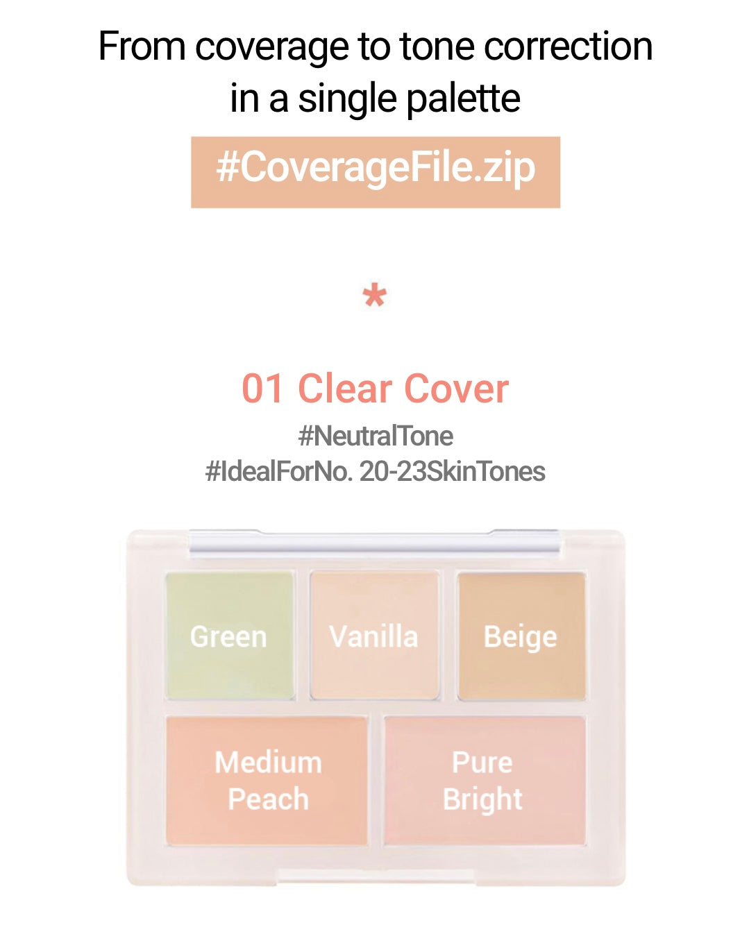 [ LUNA ] Conceal Blender Palette 01 Clear Cover + Dual Brush