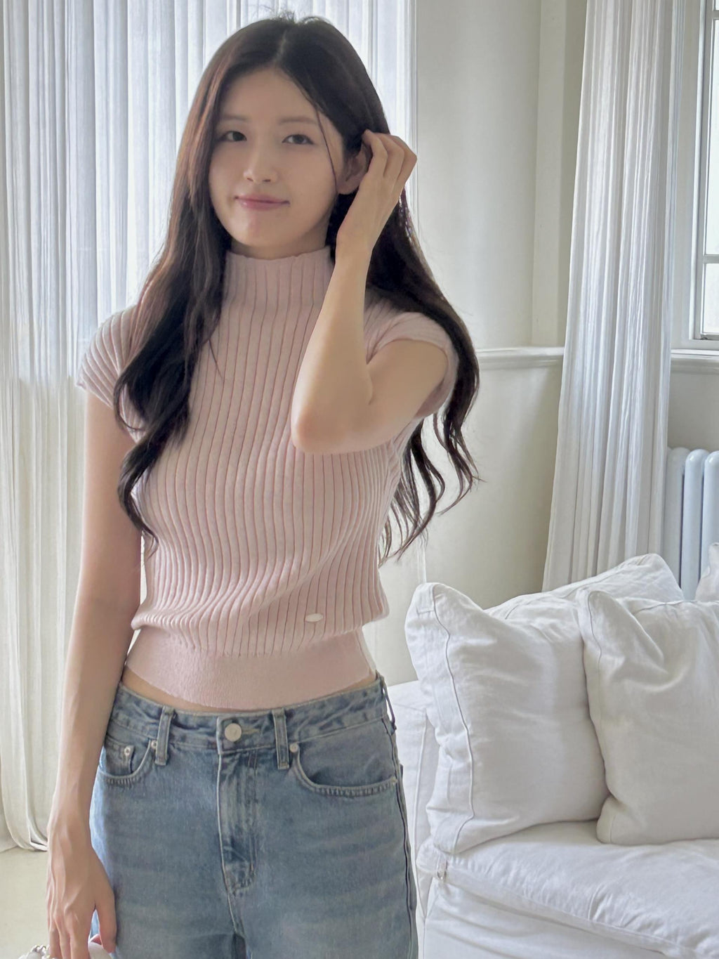 [ Pre-order ] Ribbed Cap-Sleeve Knit