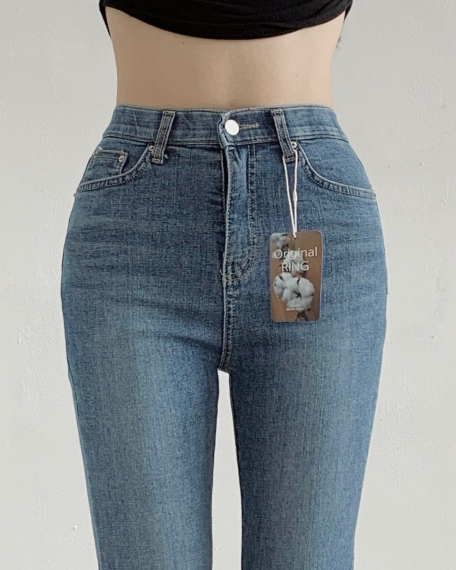 [S,M,L] Tunnel Waistband Stretchy Flared Denim Pants