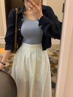 Back Button Cotton Blouse