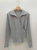 Wrap Collar V-Neck Knit