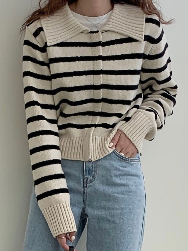 Moni Striped Knit Zip-Up