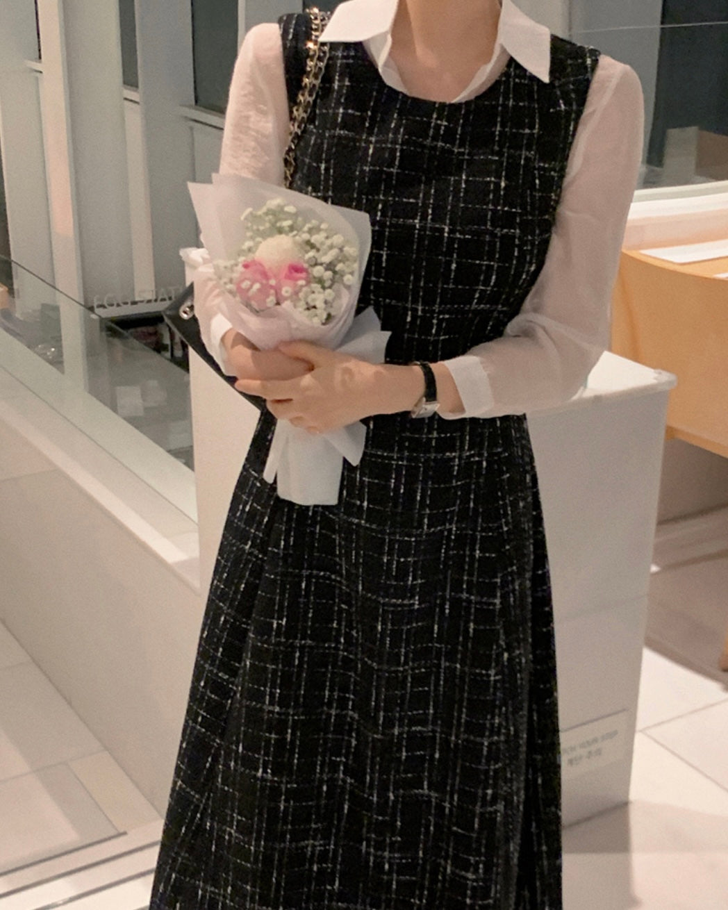 Lia Tweed Flared Dress