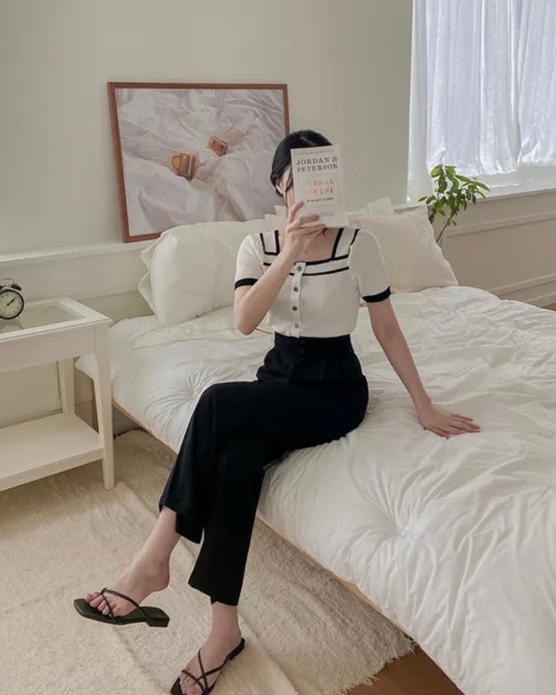 [S,M] High-Waist Banding Slacks