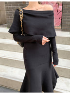 Off-Shoulder Knit Long Dress