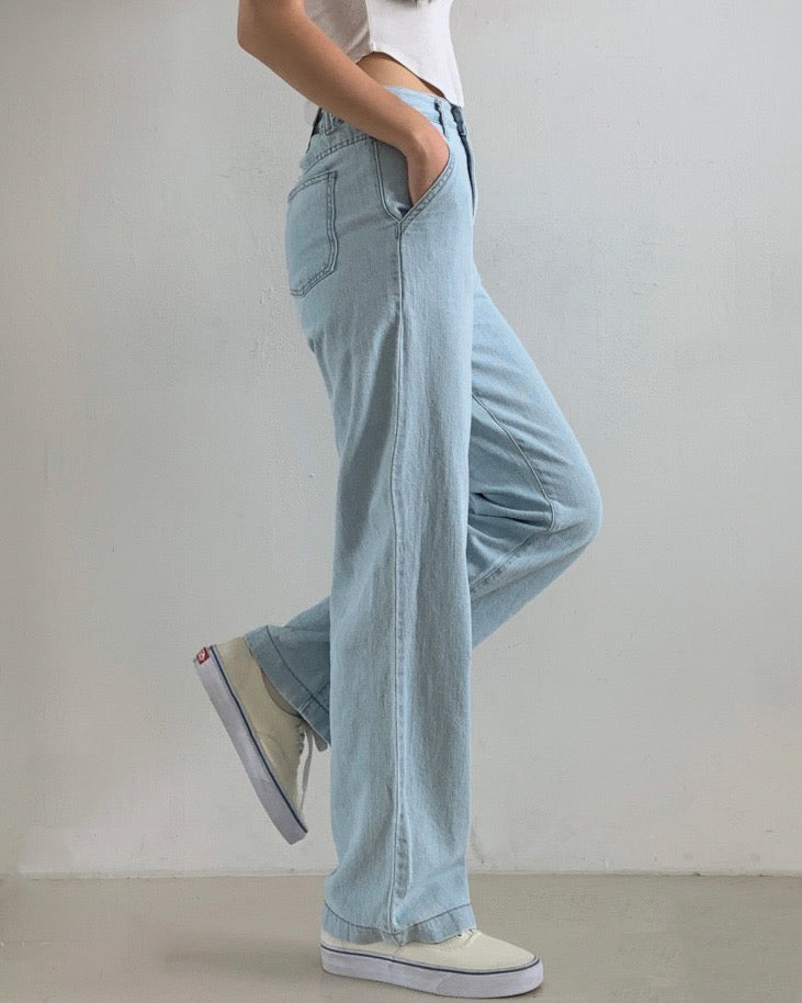 [S,M,L] Lightweight Banding Denim (Light-Wash)