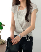 Wrap Cap-Sleeve Knit