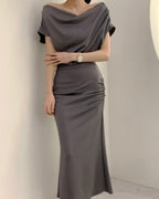Hip Shirring Long Skirt