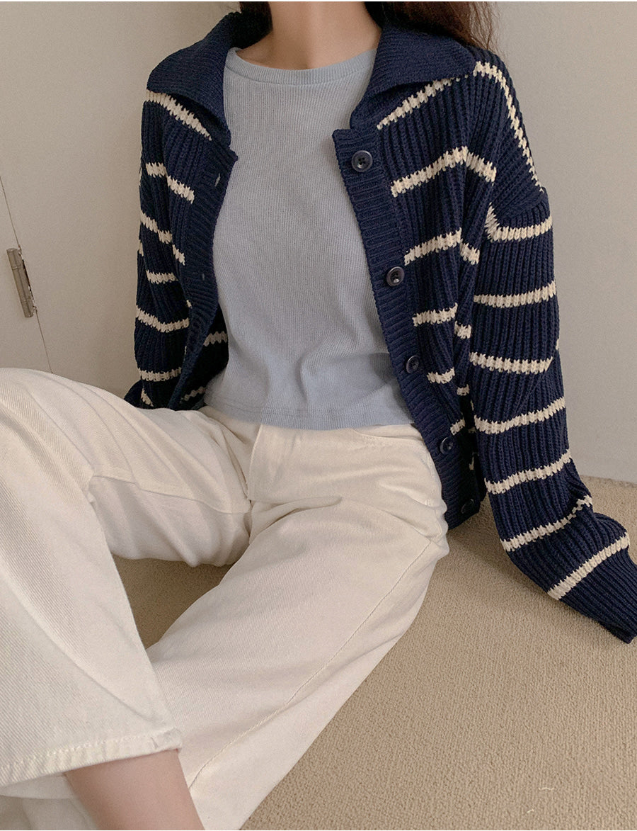Striped Collor Cardigan