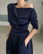 Shirring Elbow Sleeve Blouse