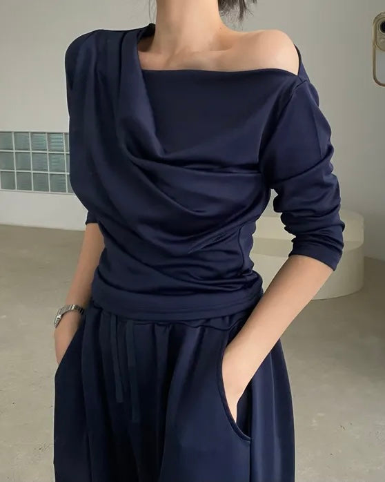 Shirring Elbow Sleeve Blouse