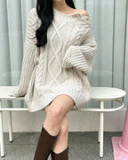 Shoulder Button Cable Knit