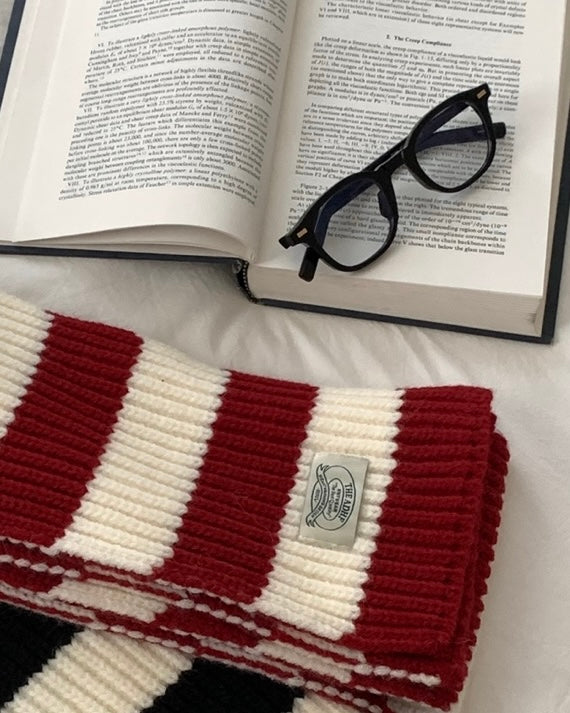 Red Stripe Knitted Muffler