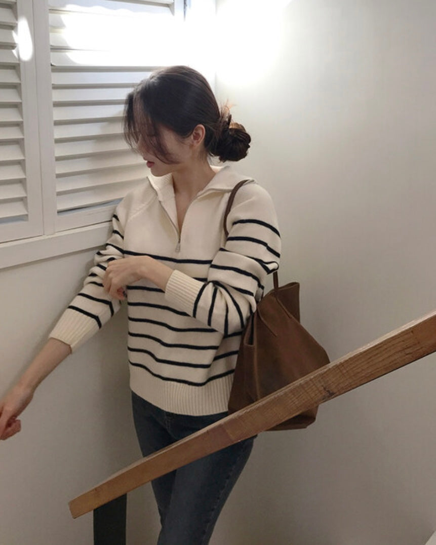 Soy Striped Half Zip-Up