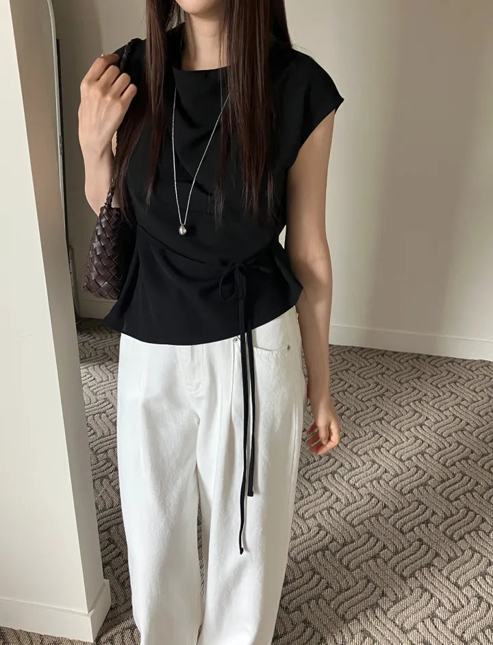 [ Sale Excluded ] Strap Drape Blouse