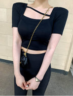 Oblique Line Cropped Top