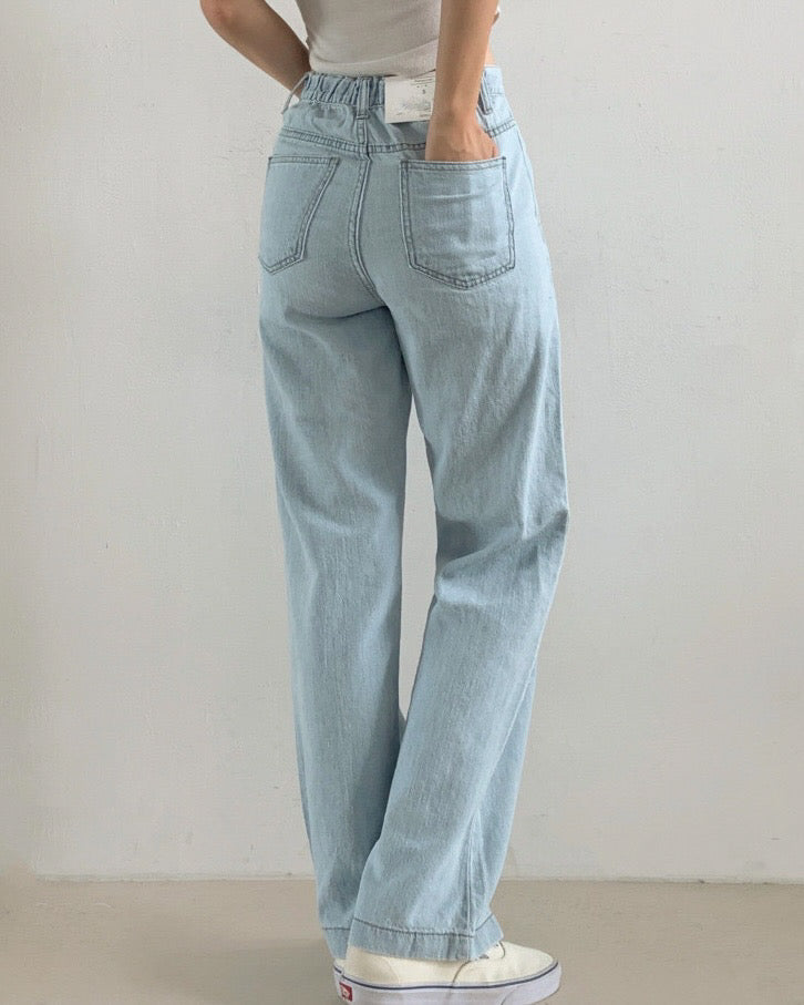 [S,M,L] Lightweight Banding Denim (Light-Wash)