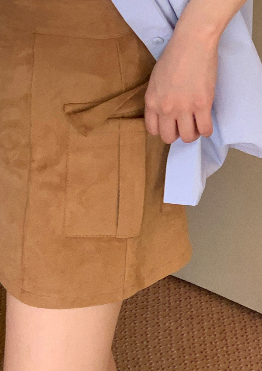 [S,M] Suede Pocket Skirt