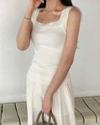 Square-Neck Knit Sleeveless