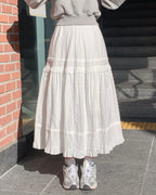 Dobby Ruffle Cotton Skirt